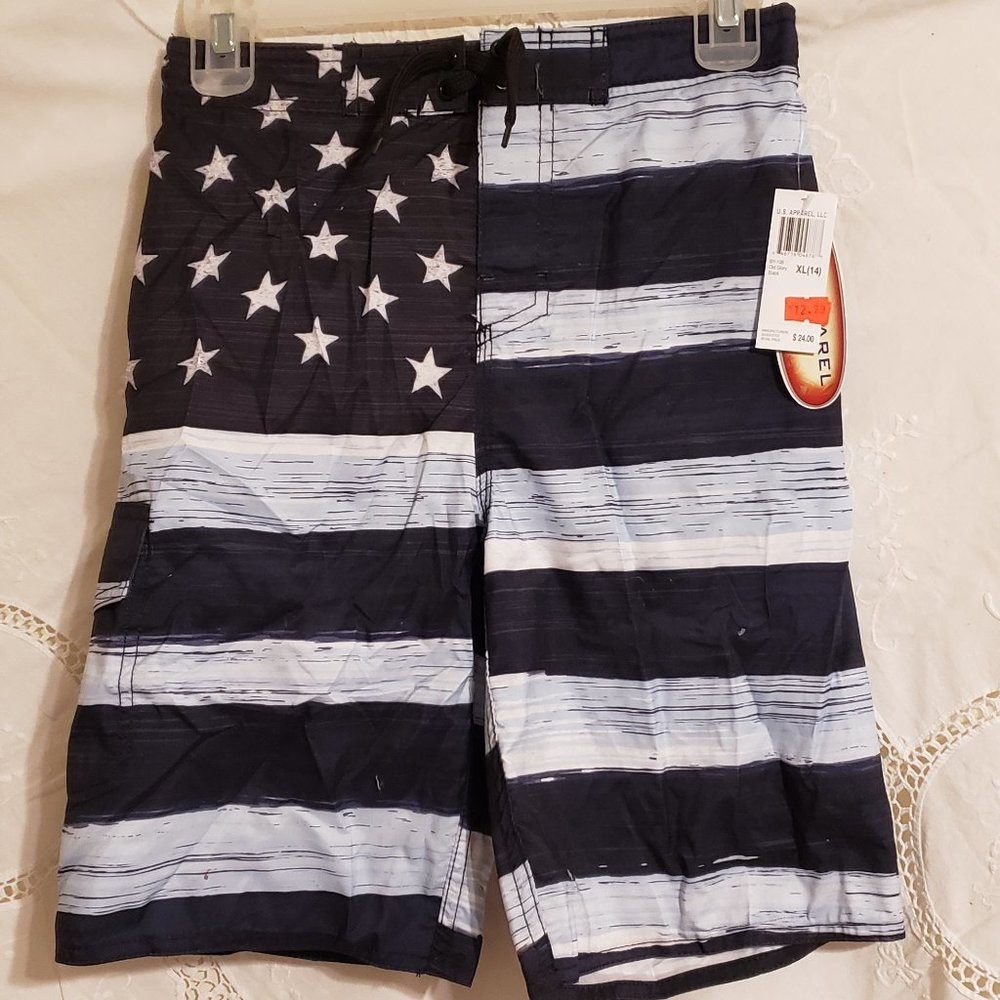 US Apparel, XL (14), Dark Blue & White